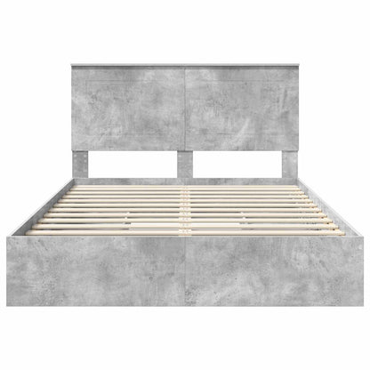 Bedframe met lade Beton Grijs 150 x 200 cm Bewerkt hout