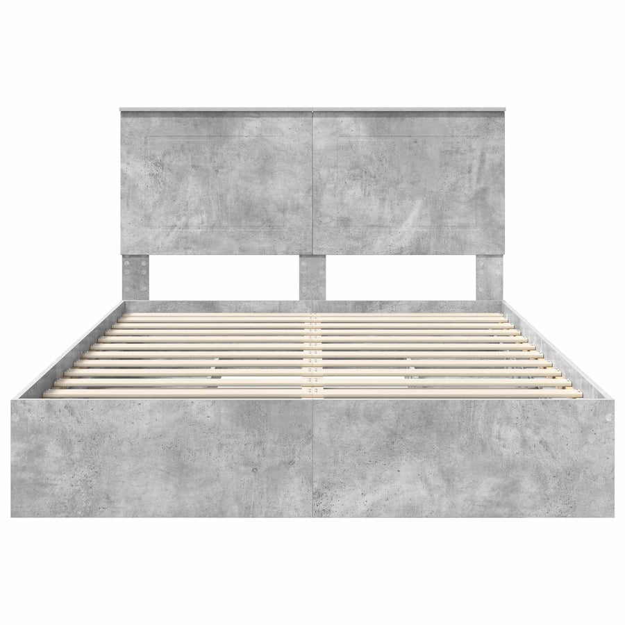 Bedframe met lade Beton Grijs 150 x 200 cm Bewerkt hout