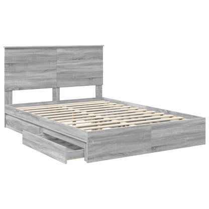 Bedframe met lade Grijs Sonoma 150 x 200 cm Bewerkt hout