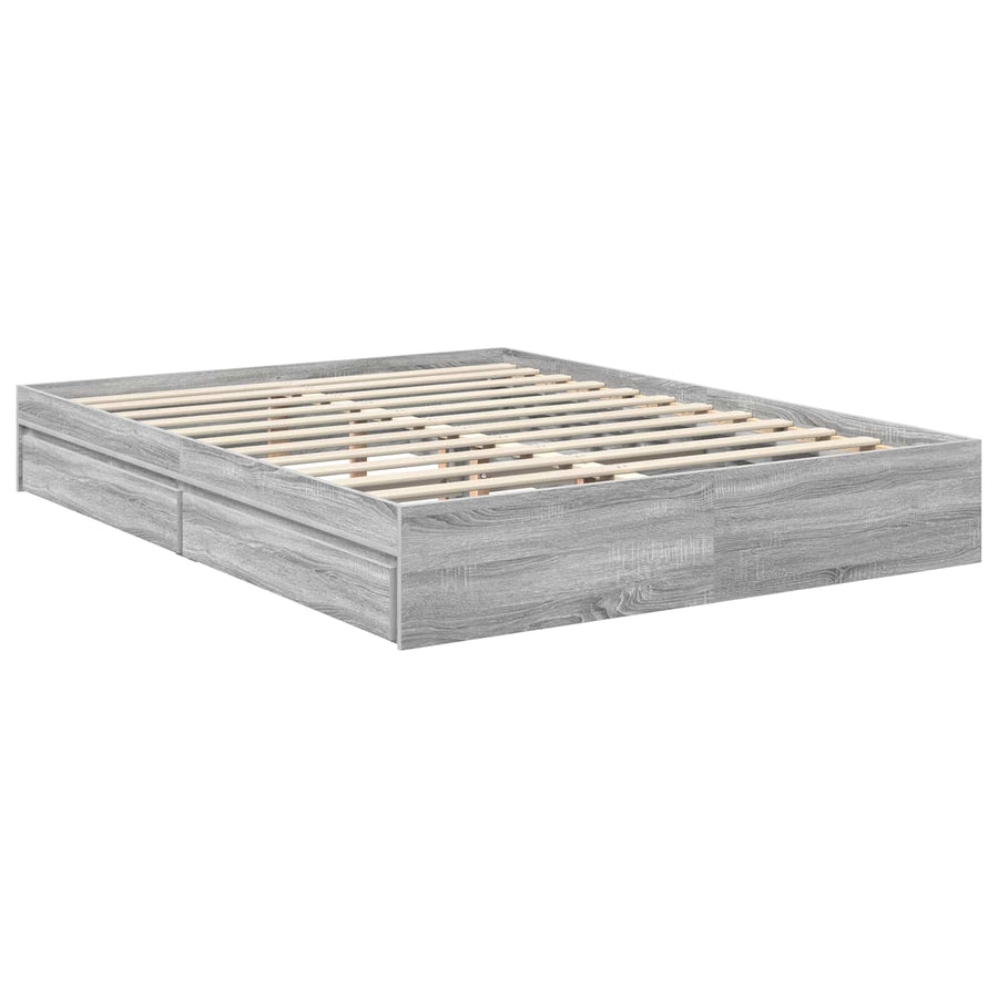 Bedframe met lade Grijs Sonoma 150 x 200 cm Bewerkt hout