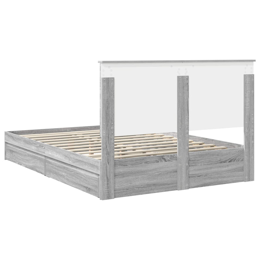 Bedframe met lade Grijs Sonoma 150 x 200 cm Bewerkt hout