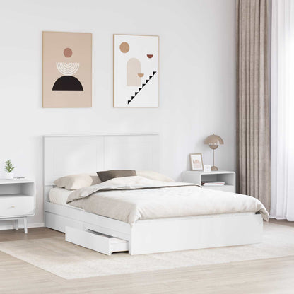 Opslag bed met hoofdeinde Wit 140 x 190 cm Bewerkt hout