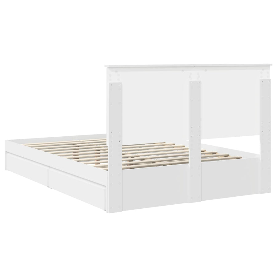 Opslag bed met hoofdeinde Wit 140 x 190 cm Bewerkt hout
