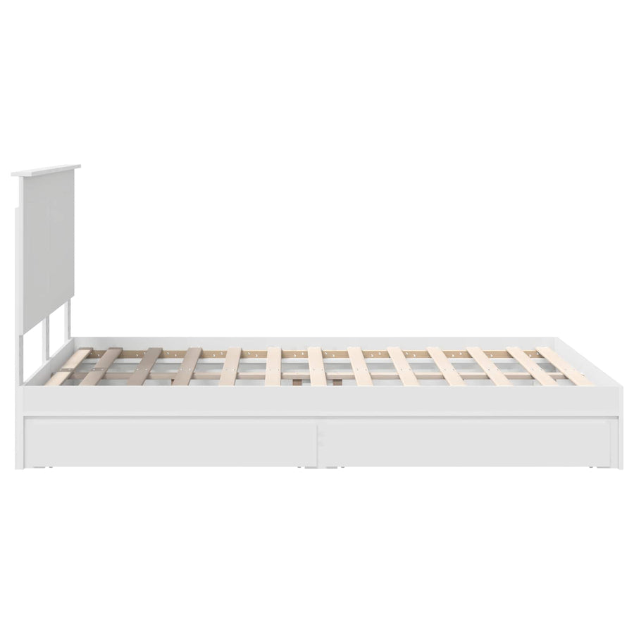 Opslag bed met hoofdeinde Wit 140 x 190 cm Bewerkt hout