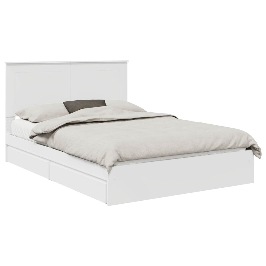 Opslag bed met hoofdeinde Wit 140 x 200 cm Bewerkt hout