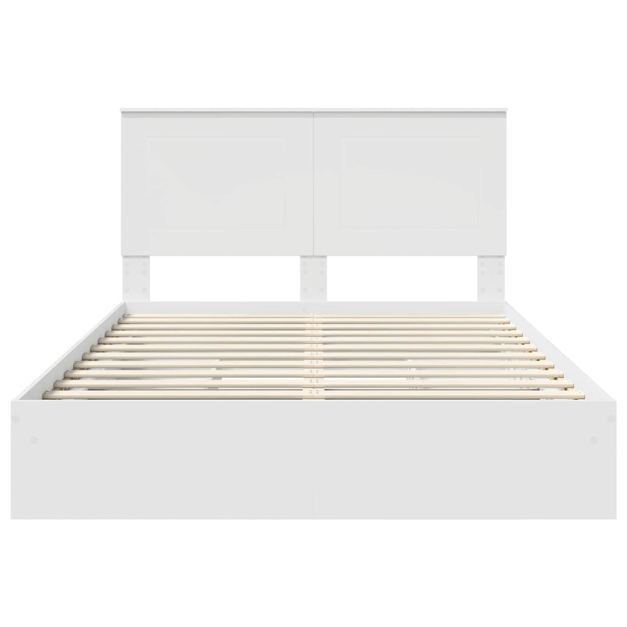 Opslag bed met hoofdeinde Wit 140 x 200 cm Bewerkt hout