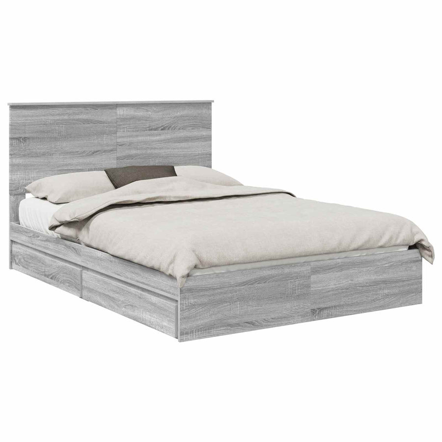 Bedframe met lade Grijs Sonoma 140 x 200 cm Bewerkt hout