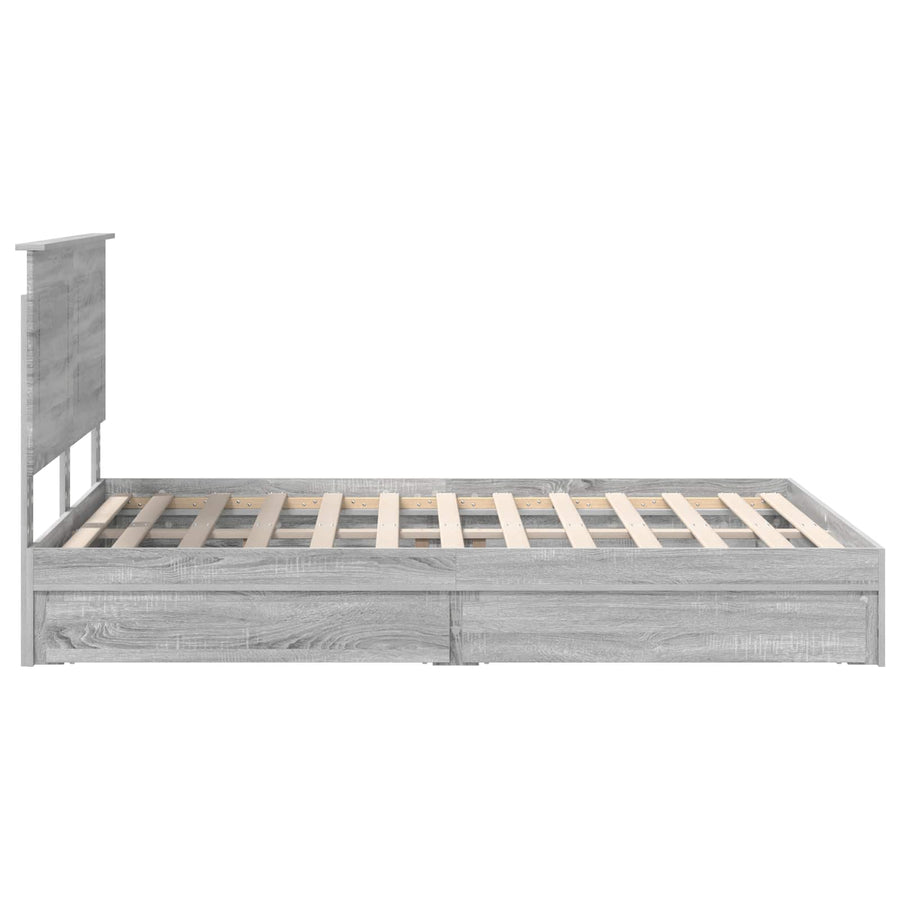 Bedframe met lade Grijs Sonoma 140 x 200 cm Bewerkt hout