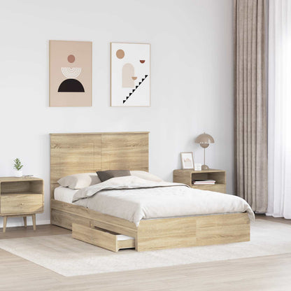 Bedframe met lade met hoofdeinde met opslag Bewerkt hout