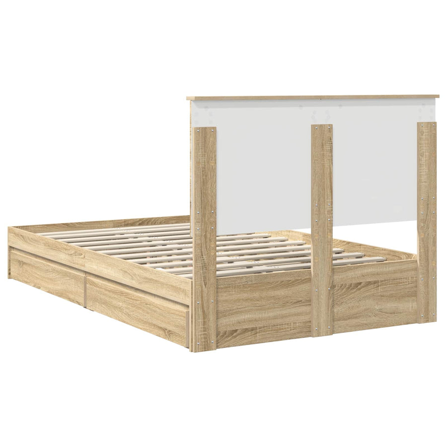 Bedframe met lade met hoofdeinde met opslag Bewerkt hout