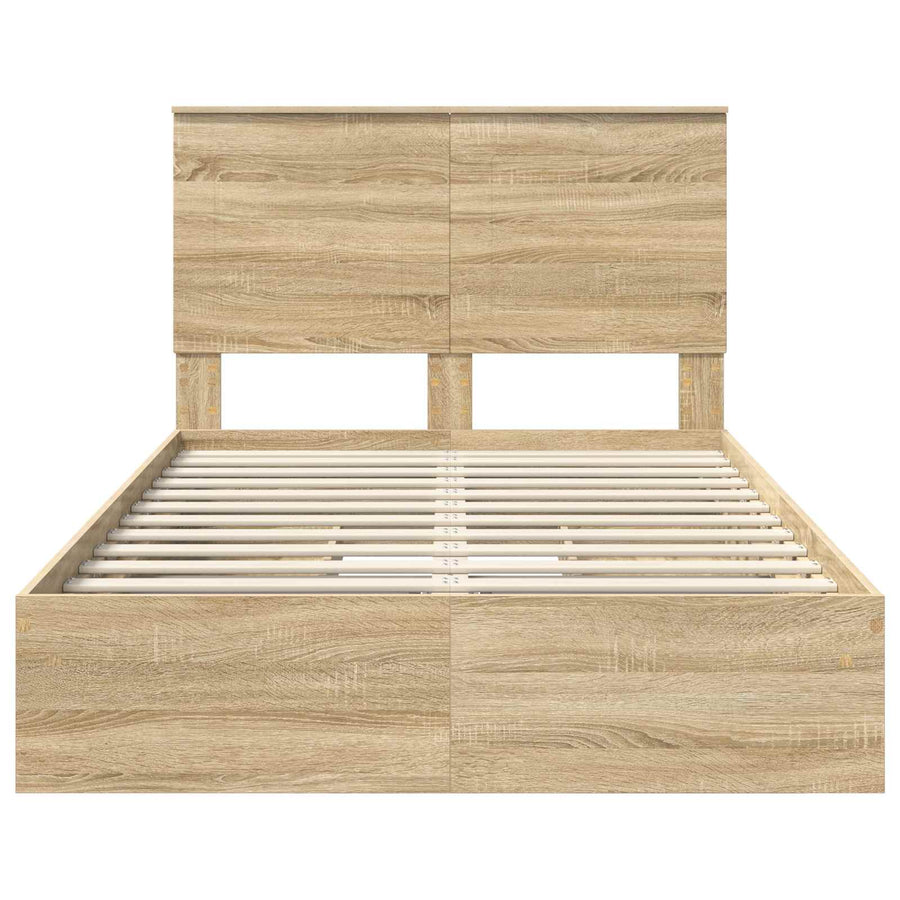Bedframe met lade met hoofdeinde met opslag Bewerkt hout