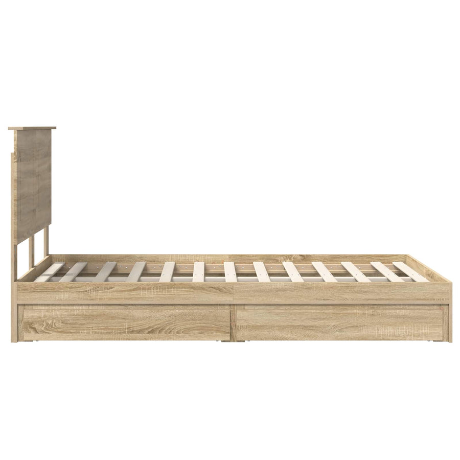 Bedframe met lade met hoofdeinde met opslag Bewerkt hout