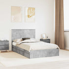 Opbergbed beton grijs 135x190 cm bewerkt hout