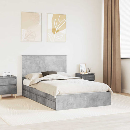 Bedframe met lade Beton Grijs 135 x 190 cm Bewerkt hout