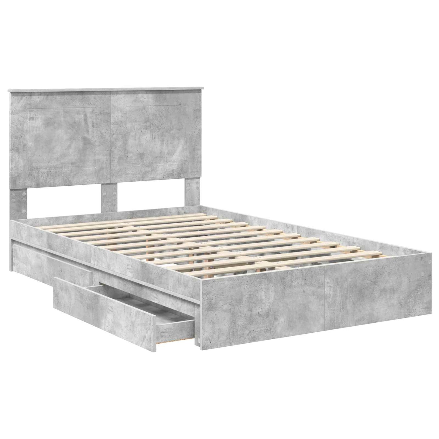 Bedframe met lade Beton Grijs 135 x 190 cm Bewerkt hout