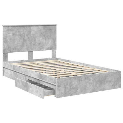 Bedframe met lade Beton Grijs 135 x 190 cm Bewerkt hout