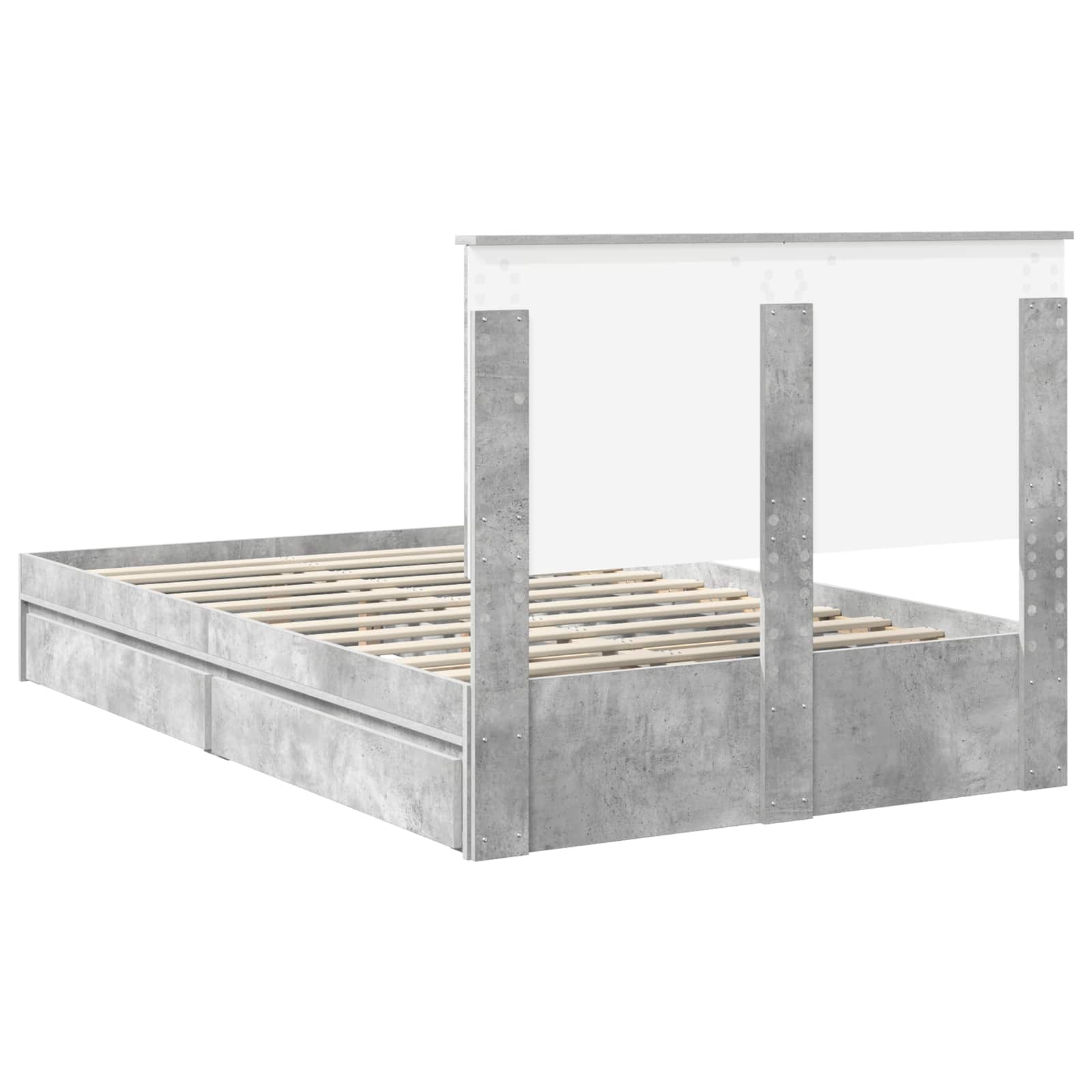 Bedframe met lade Beton Grijs 135 x 190 cm Bewerkt hout