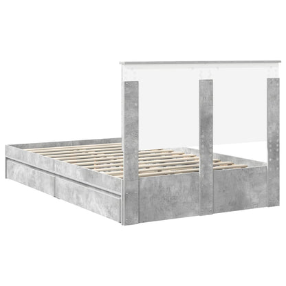 Bedframe met lade Beton Grijs 135 x 190 cm Bewerkt hout