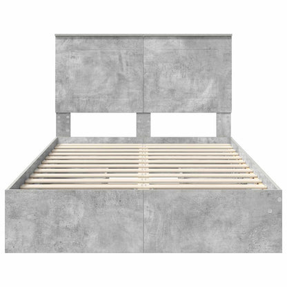 Bedframe met lade Beton Grijs 135 x 190 cm Bewerkt hout
