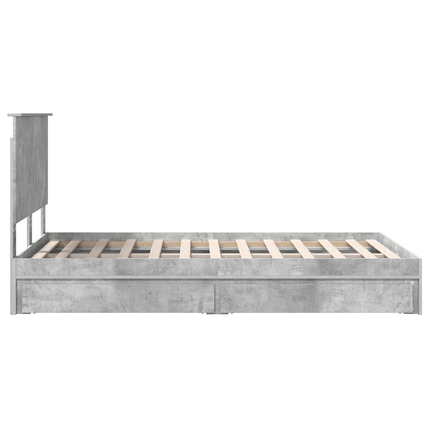Bedframe met lade Beton Grijs 135 x 190 cm Bewerkt hout