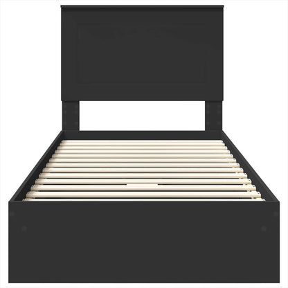 Bedframe met lade met hoofdeinde Zwart 90 x 190 cm Bewerkt hout