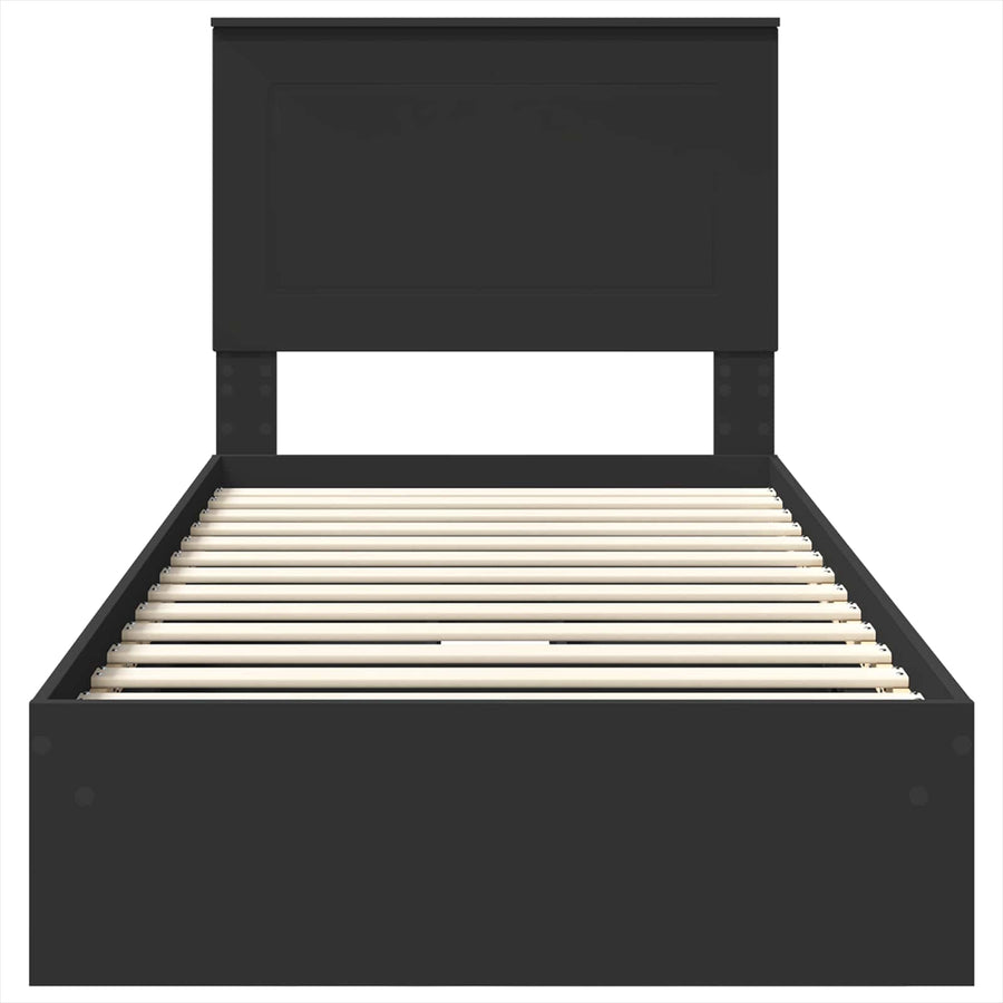 Bedframe met lade met hoofdeinde Zwart 90 x 190 cm Bewerkt hout