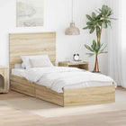 Storage bed with headboard Sonoma Oak 90 x 190 cm Engineered wood