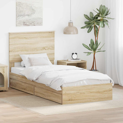 Bedframe met lade Sonoma Eiken 90 x 190 cm Bewerkt hout