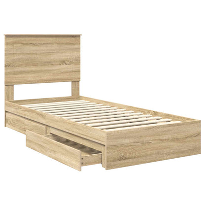 Bedframe met lade Sonoma Eiken 90 x 190 cm Bewerkt hout