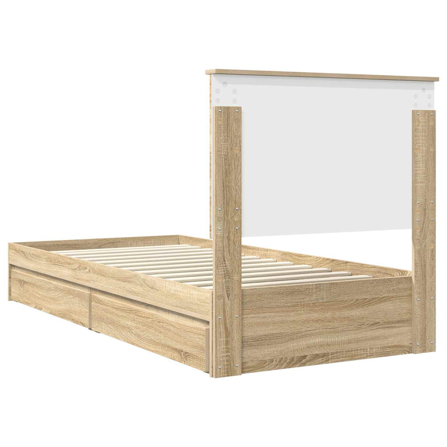 Bedframe met lade Sonoma Eiken 90 x 190 cm Bewerkt hout