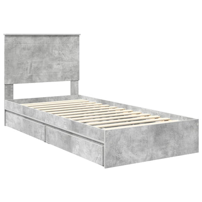 Bedframe met lade Beton Grijs 90 x 190 cm Bewerkt hout