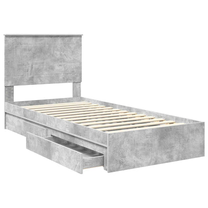 Bedframe met lade Beton Grijs 90 x 190 cm Bewerkt hout