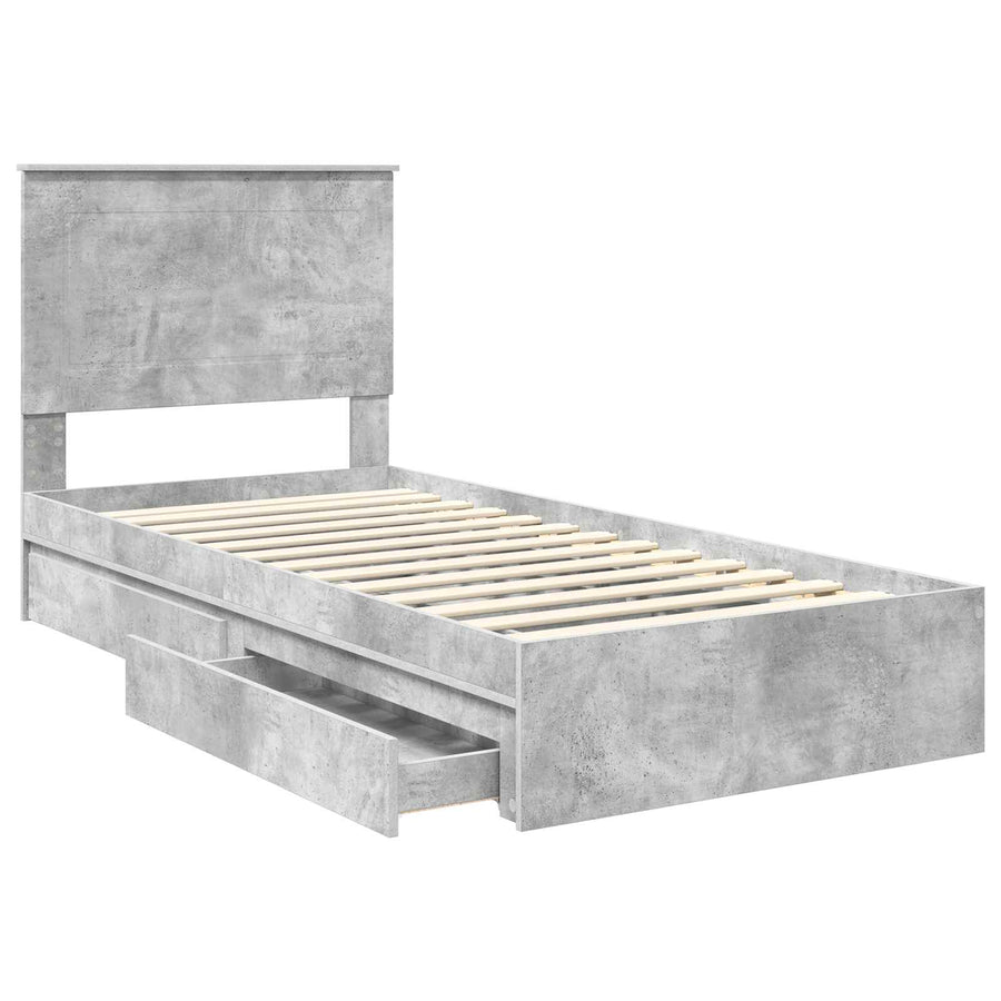 Bedframe met lade Beton Grijs 90 x 190 cm Bewerkt hout