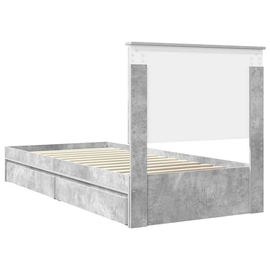 Bedframe met lade Beton Grijs 90 x 190 cm Bewerkt hout