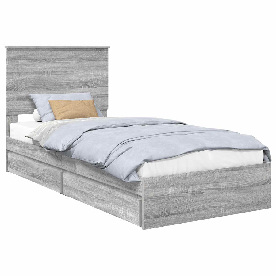 Bedframe met lade Grijs Sonoma 90 x 190 cm Bewerkt hout