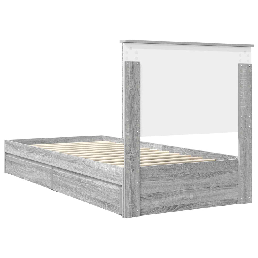 Bedframe met lade Grijs Sonoma 90 x 190 cm Bewerkt hout