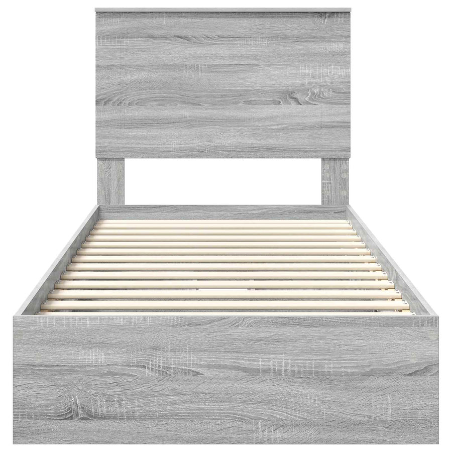 Bedframe met lade Grijs Sonoma 90 x 190 cm Bewerkt hout
