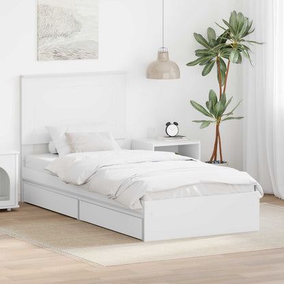 Bedframe met lade met hoofdeinde Wit 90 x 200 cm Bewerkt hout