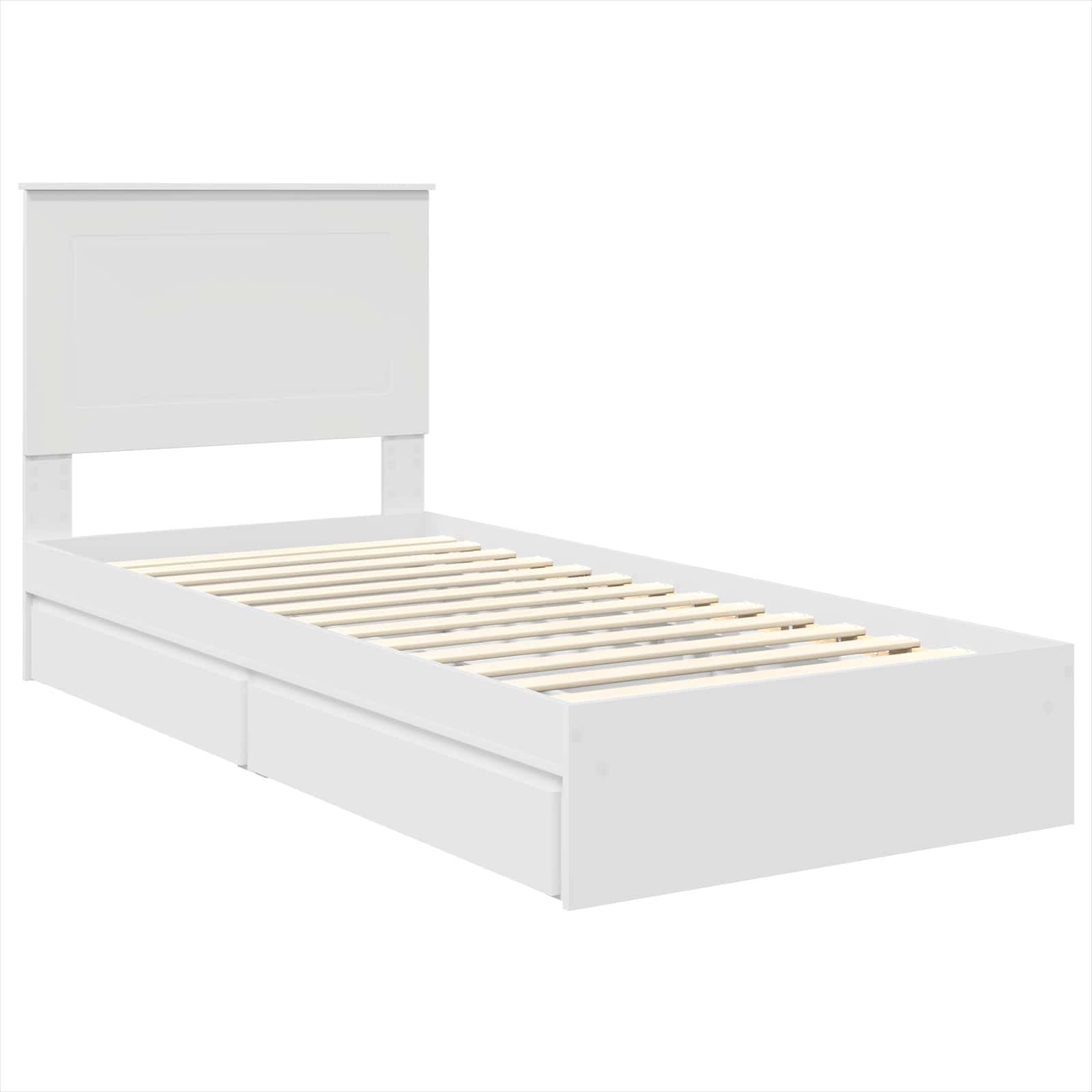 Bedframe met lade met hoofdeinde Wit 90 x 200 cm Bewerkt hout