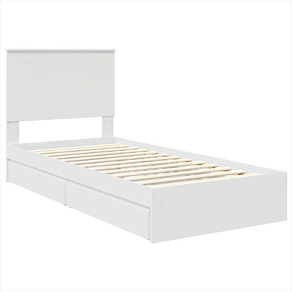 Bedframe met lade met hoofdeinde Wit 90 x 200 cm Bewerkt hout