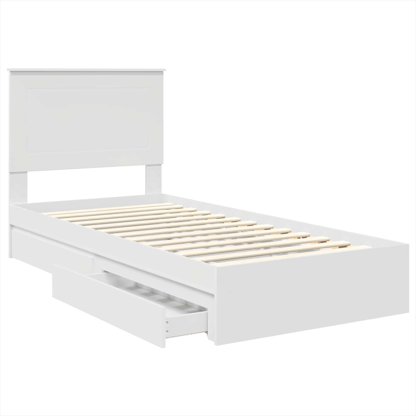 Bedframe met lade met hoofdeinde Wit 90 x 200 cm Bewerkt hout