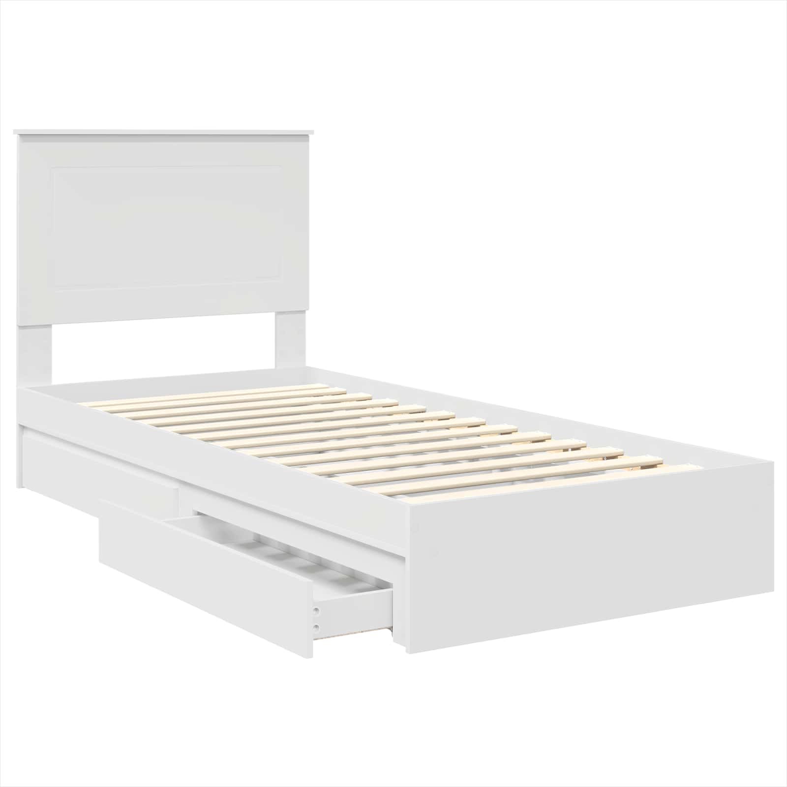 Bedframe met lade met hoofdeinde Wit 90 x 200 cm Bewerkt hout