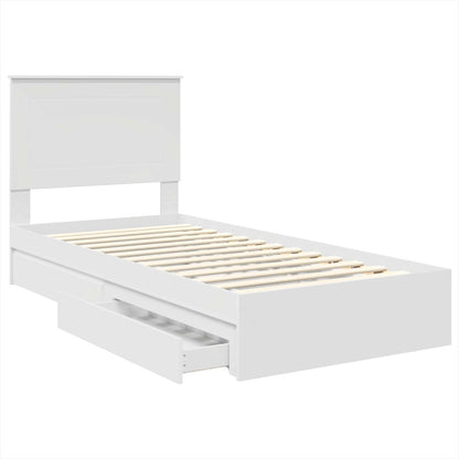 Bedframe met lade met hoofdeinde Wit 90 x 200 cm Bewerkt hout