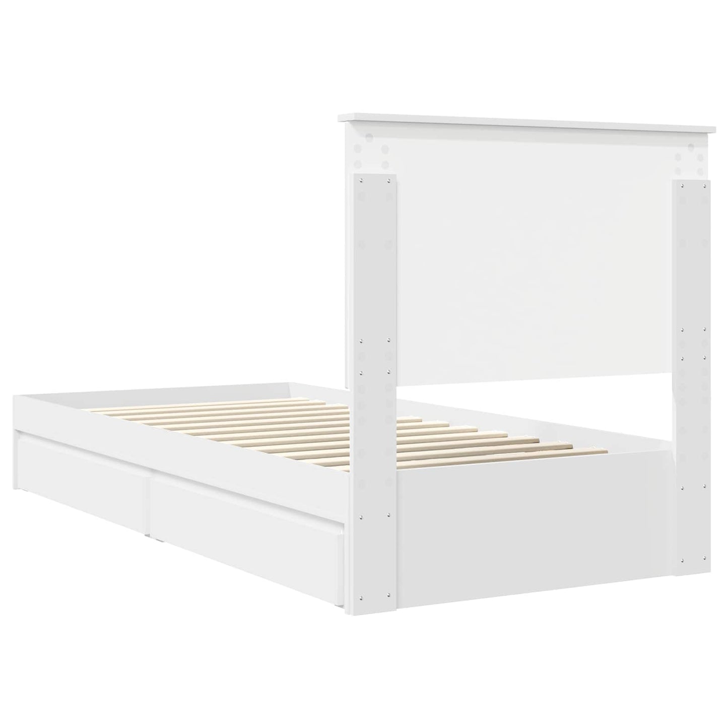 Bedframe met lade met hoofdeinde Wit 90 x 200 cm Bewerkt hout