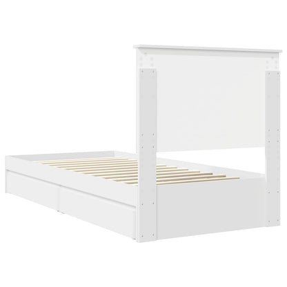 Bedframe met lade met hoofdeinde Wit 90 x 200 cm Bewerkt hout