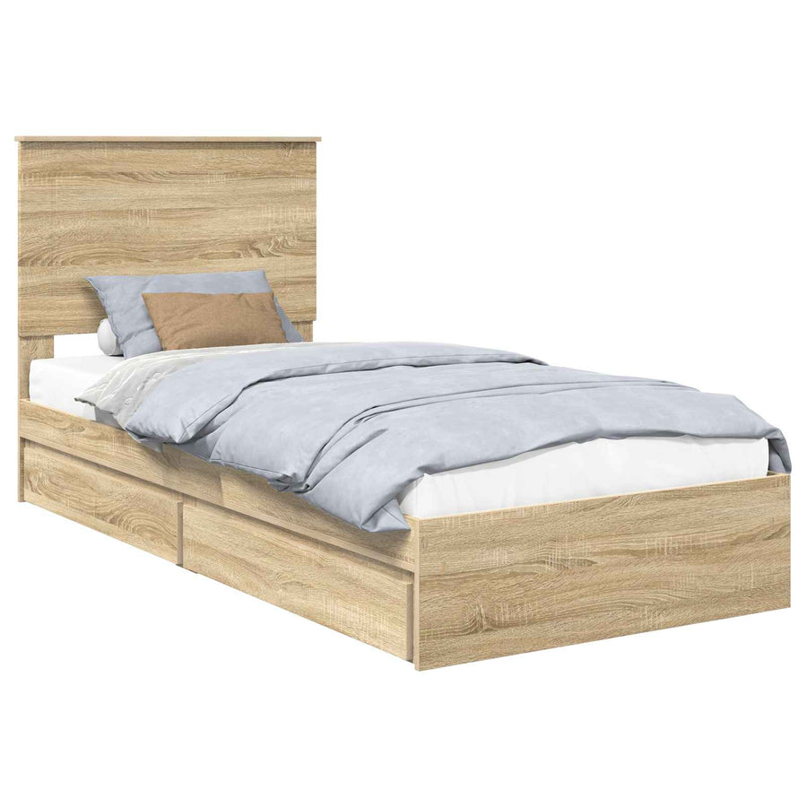 Bedframe met lade Sonoma Eiken 90 x 200 cm Bewerkt hout