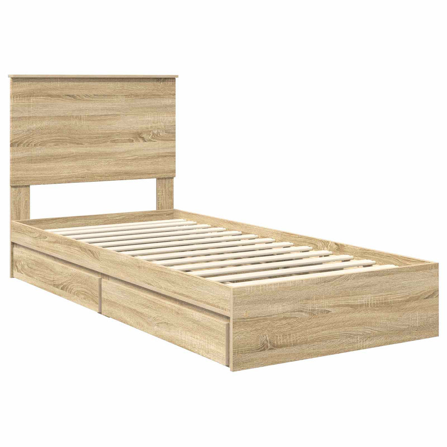 Bedframe met lade Sonoma Eiken 90 x 200 cm Bewerkt hout
