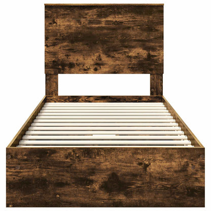 Bedframe met lade Gerookt eiken 90 x 200 cm Bewerkt hout