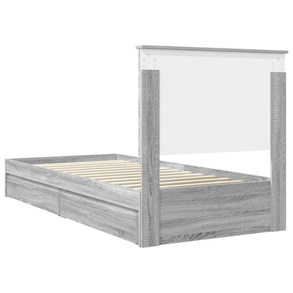 Bedframe met lade Grijs Sonoma 90 x 200 cm Bewerkt hout