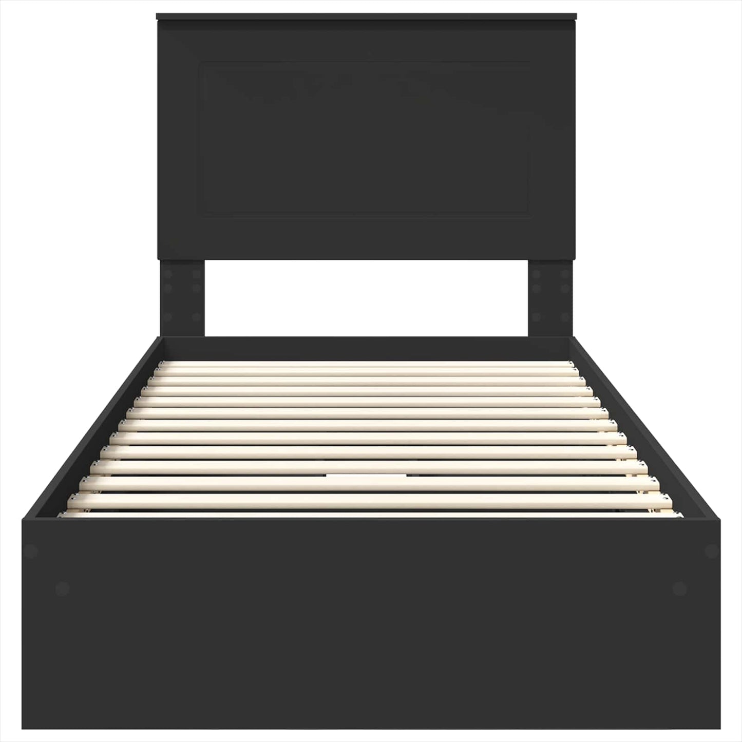 Bedframe met lade met hoofdeinde Zwart 75 x 190 cm Bewerkt hout